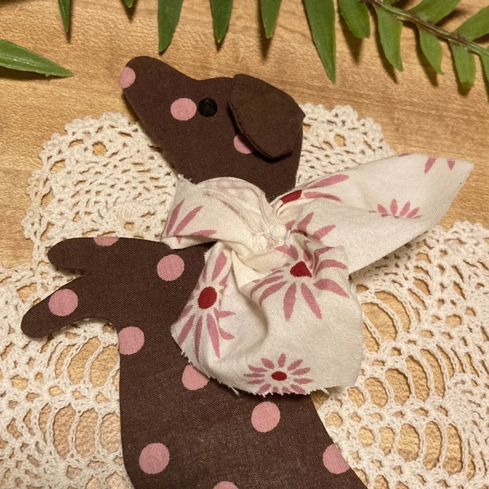 Brown And Pink Polka Dot Dog Wall Hook
